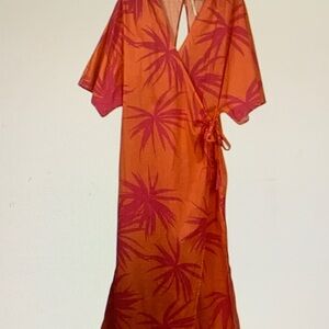 Anthropologie Vibrant Orange and Pink Maxi Dress